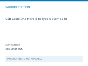 Radiodetection USB Cable DA2 Micro-B to Type-A 30cm (1 ft)